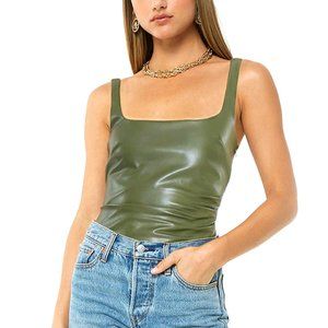 4SI3NNA 'Marlena' faux leather bodysuit in olive green